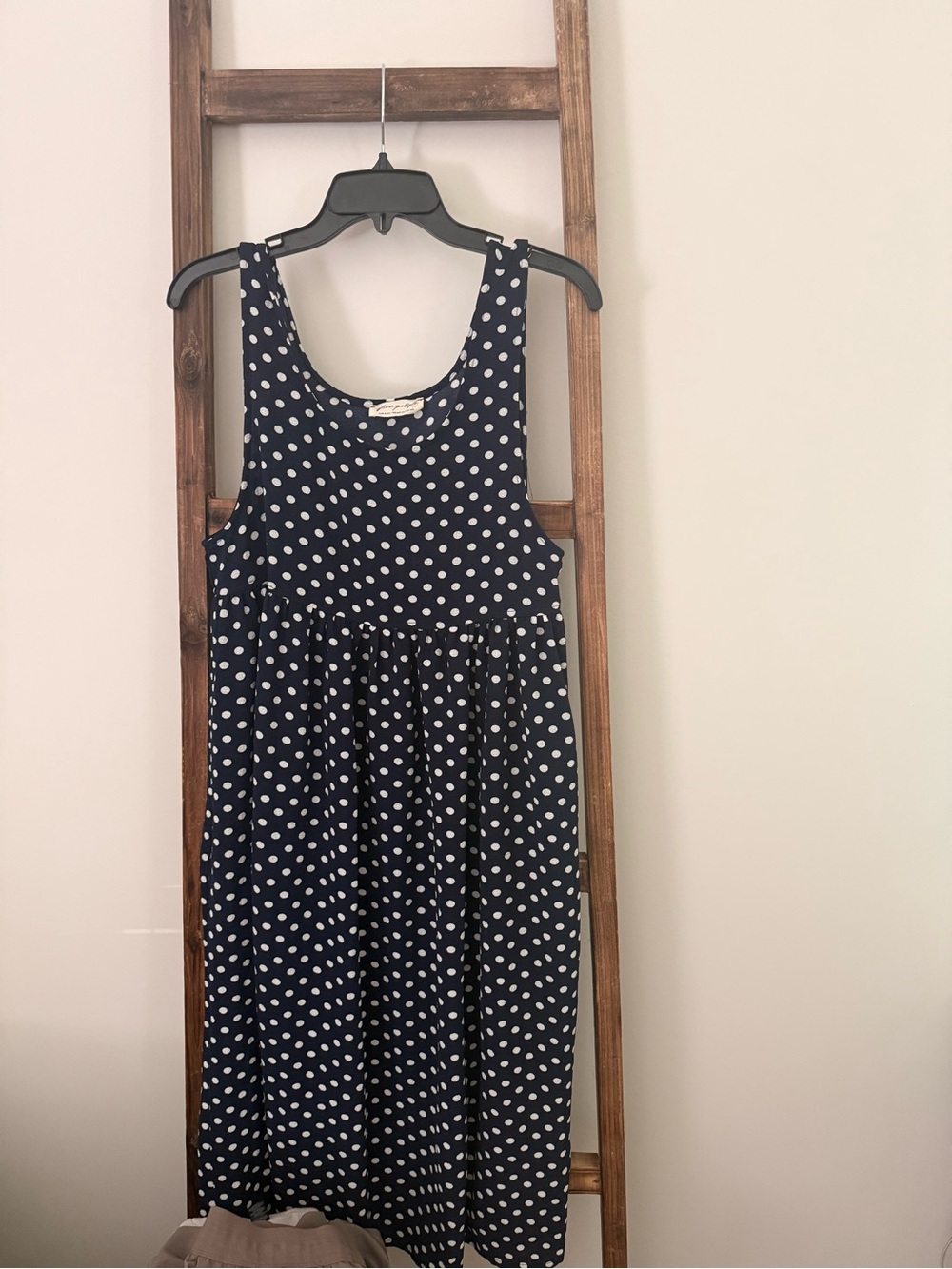 Free People Navy and White Polka Dot Maxi Dress